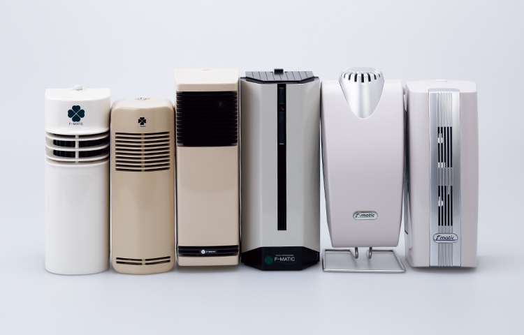 Successive generations of F-matic Industrial Air Freshener